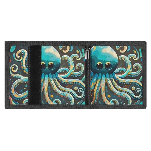 Abstract Octopus Slim Wallets for Men Money Clip Card Holder Wallet Men's Trifold Wallet And Coin Pocket4