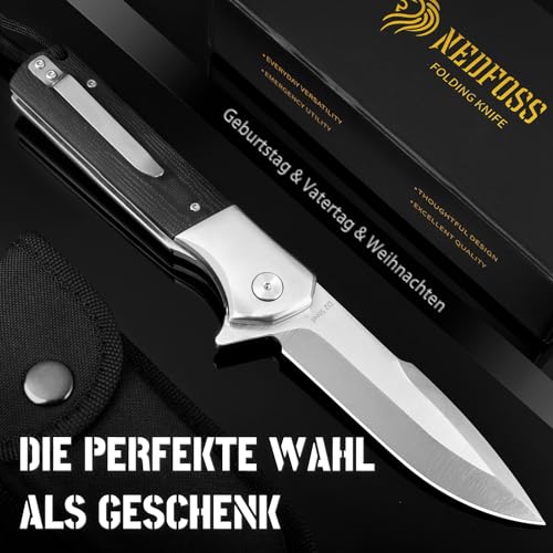 NedFoss Beast Klappmesser mit 10 cm Klinge aus D2 Stahl