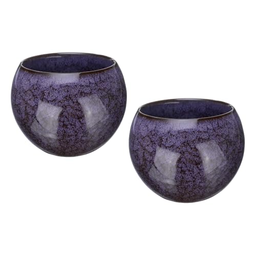 sourcing map 2pcs Handmade Tea Bowls 150ml / 5oz Kiln Change Chinese Japanese Teacup Ceramic Gong Fu Tea Set for Office Home Gifts, Purple