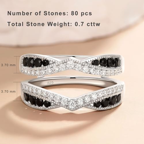 Newshe Jewellery Ring Enhancer for Engagement Rings AAAAA Cz Wedding Band Bridal 925 Sterling Silver Guard and Wraps Size 5-102