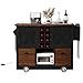 TERRUPEX 54 Inch Farmhouse Kitchen Island with Drop Leaf & Power Outlet, All-in-One Rolling Kitchen Cart with 2 Drawers, 2 Doors, Spice Rack and 4 Large Wheels (Black)