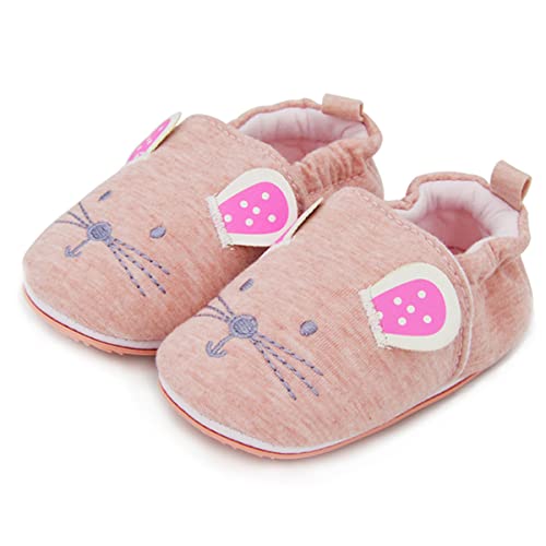 Lafegen Baby Boy Girl Walking Shoes Non Slip Soft Sole Infant Toddler Slipper Newborn Moccasins First Walker House Crib Sneaker Shoes, 01 Pink Cat, 9-12 Months Infant #TOP4