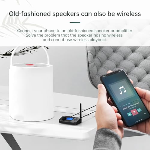 eppfun Bluetooth Transmitter for TV, Audio Adapter Receiver for Home Stereo with Volume Control ON/Off Switch LCD Display 3.5mm Aux/Optical/Coaxial/TFCard - Thumbnail 2