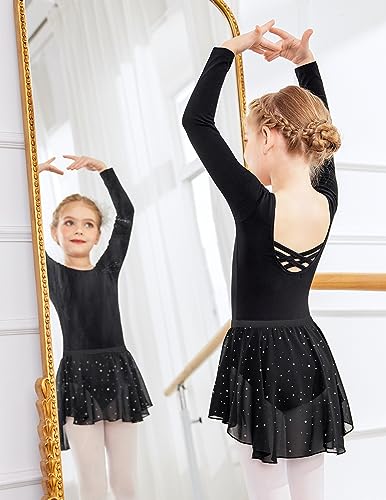 Zaclotre TZS006151_B_120 Girls Ballet Leotards Toddler Long Sleeve Crisscross Back Dance Dress Outfit thumb #6