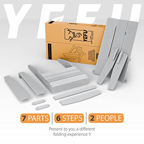 Yefu Modern Adirondack Chair, Folding Adirondack Chair, Poly Lumber Look Like Real Wood Outdoor Adirondack Chair Oversized, Weather-Resistant For Outside Patio, Deck, Lawn, Garden(Grey) #TOP5