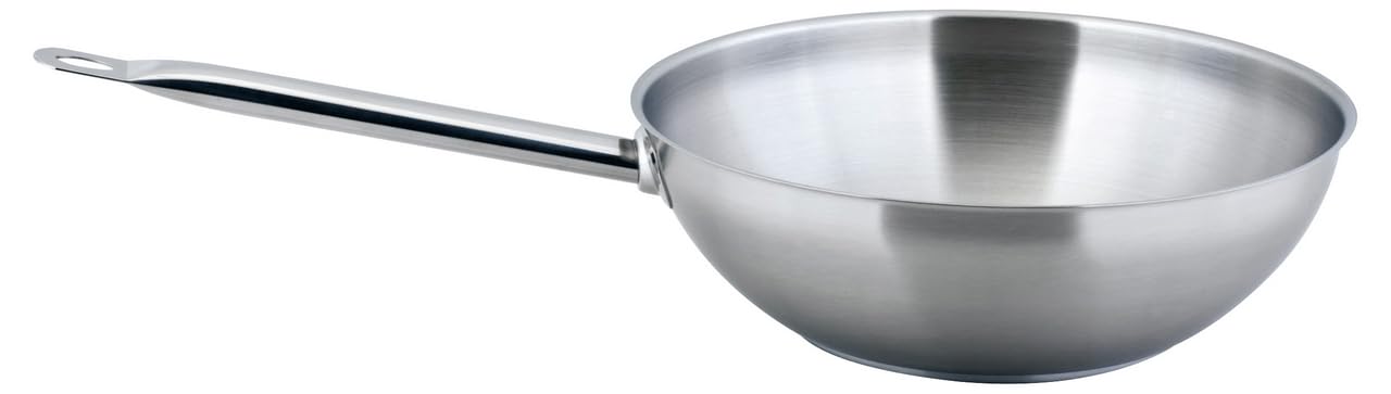 METRO Professional Wok, acier inoxydable, Ø 30 cm, hauteur : 12.8 cm, sans revêtement, induction, résistant au four