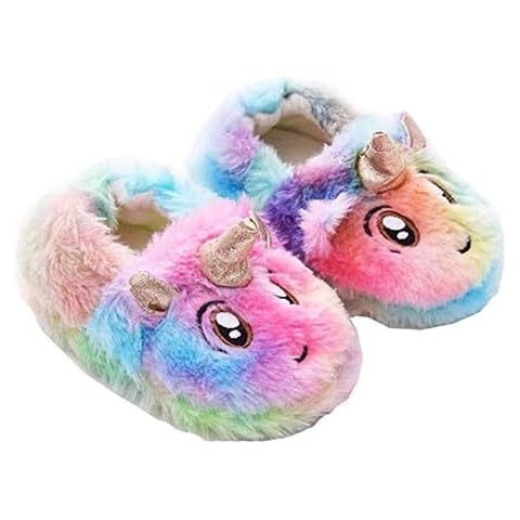 Rainbow Plush Slippers for Kids Cover