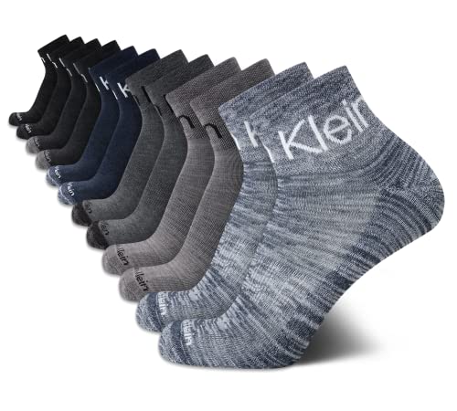 Calvin Klein Men's Socks - Athletic Cushioned Quarter Cut Ankle Socks (12 Pack), Size 7-12, Assorted #TOP4