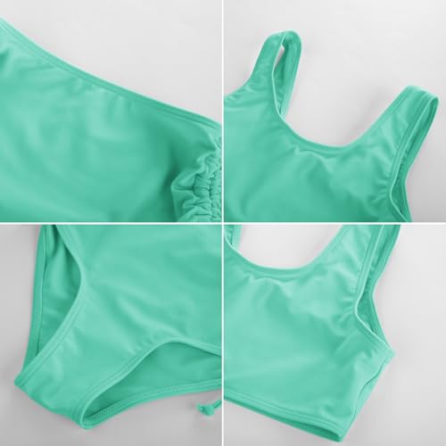 Image of GRACE KARIN Girls Bathing Suit Adjustable Taniki Swimsuit Tie Front 4 Piece Bikini Set with Kimono Cover Up 6-14