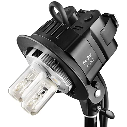 Godox Ad-B2 Dual Tubes Light Head S-Type Bowens Mount Flash Twin Head Bracket To Install 2 Godox Ad200 Ad200Pro Pocket Flashes Or Flashpoint Evolv 200 Speedlight Together To Achieve 400W Power Output #TOP7