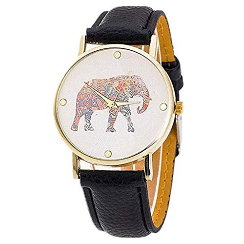 ITVIP Geneva - Reloj de cuarzo para mujer con diseño de elefante, color, Negro , 240, Correa ITVIP Geneva - Reloj de cuarzo para mujer con diseño de elefante, color, Negro , 240, Correa