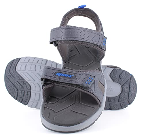 Sparx Men SS-585 Dark Grey Royal Blue Floater Sandals (SS0585GDGRB0009)