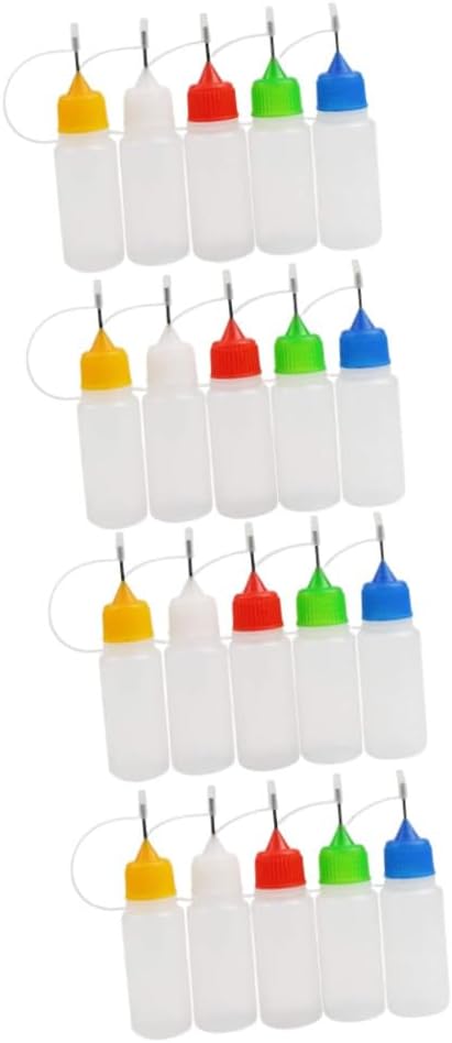 Alipis 20pcs 30ml Needle Tip Squeeze Bottles with Lids, Small Translucent Glue Dispensing Bottles for Precision Liquid Application and Craft Use Random Color
