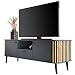 Produktbild Newroom TV Lowboard Wildeiche mit Paneele in Grau/Anthrazit TV Schrank Modern Elegant - 138x50x40 cm (BxHxT) - Fernsehtisch TV Board Rack - [Zak.Four] Wohnzimmer