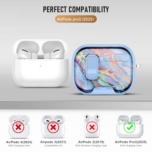 Image of Compatible Airpods Pro 3 Case (2025) with Phone Stand & Cleaner Kit,Cute Soft Silicone Lock Clip Apple AirPods Pro 3rd Generation Case, Airpod Pro 3 Cover with Keychain for Women /Girls