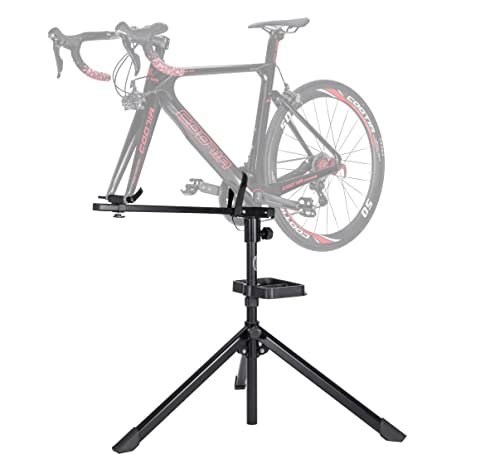 CXWXC Soporte para montaje de bicicleta MTB, altura ajustable, giratorio 360°, con bandeja magnética para herramientas, soporte para reparaciones, para bicicletas eléctricas, de montaña, de carreras