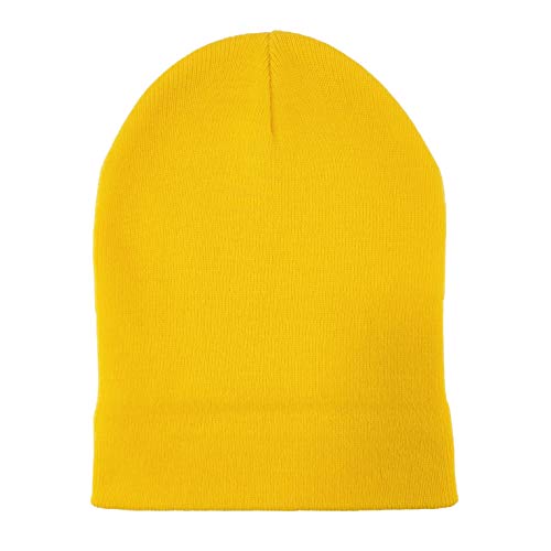 Bruceriver Classic Knit Elasticity Beanie Cap Hats For Men & Women (Lemon Yellow) #TOP1
