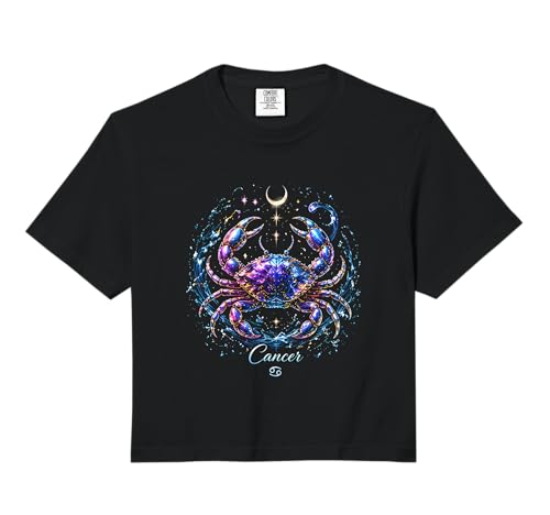 Cancer Zodiac Crab – Moon Ocean Astrology Art Comfort Colors Crop Top
