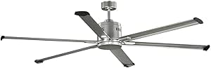 Progress Lighting P250017-152 Dual Mount Ceiling Fan, Indoor/Outdoor Nickel with Wall Control, 72-Inch