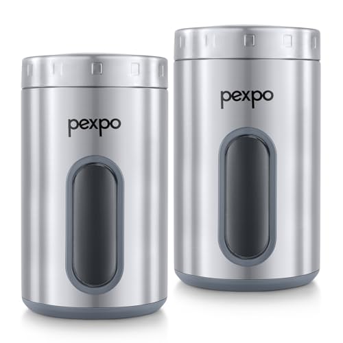 Image of Go24 pexpo Freshmate Stainless Steel Container 2000ml (Set of 2) | Transparent Kitchen Storage Container | Airtight | Multipurpose | Jar for Dry Fruits, Dal, Snacks, Tea, Coffee, Sugar - Matte Finish