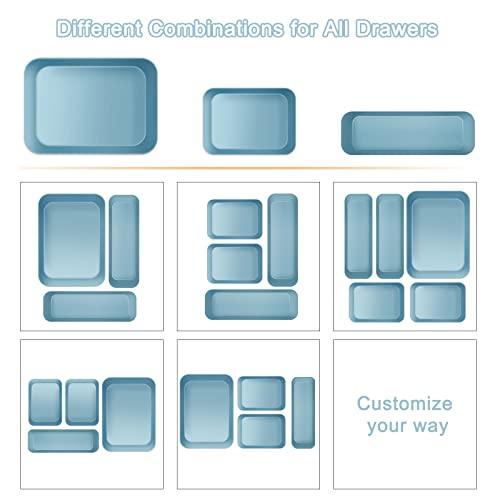 Plastic Drawer Organizer Set, 16Pcs Multi-Size Desk Drawer Organizer Trays, Stackable Makeup Drawer Organizer And Storage For Jewelries And Gadgets, Vanity, Dresser, Bathroom Office Kitchen Utensils #TOP4