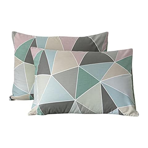 VM VOUGEMARKET Bedding Cotton Pillowcases(Pack of 2)-100% Cotton Geometric Pillow Covers Standard Queen with Envelope Closure End,20"×26"(Queen,Diamond) Cover