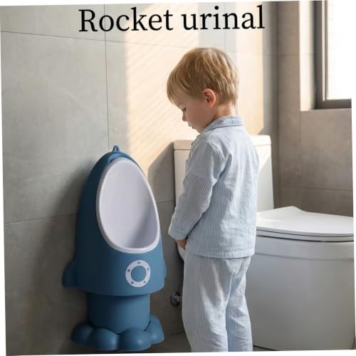Potty Training Urinal, Toddler Urinal, Adjustable Spray Proof Baby Potty with Fun Cartoon Shape Hanging/Standing Easy Clean Training for Boys 1-6 Years, Dark Blue — view 4