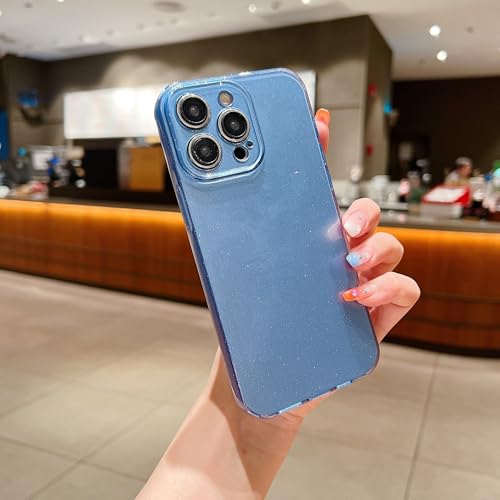 Coque iPhone 16 Pro Max bleu pailleté coque de téléphone souple femmes