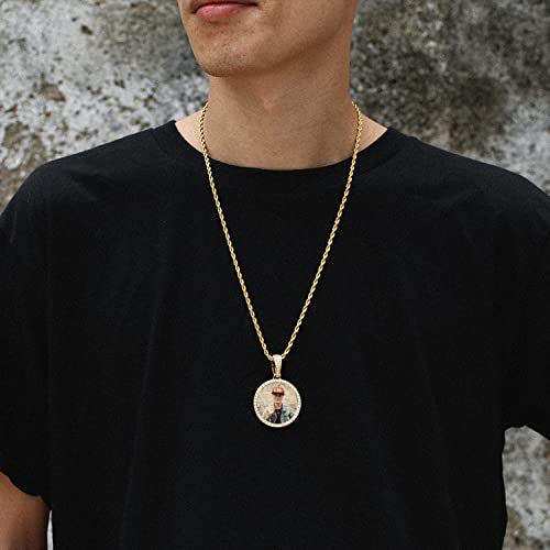 Yimeraire Custom Picture Pendant Necklaces With Cz Rhinestone Iced Out Hip Hop Gold Circle Memory Medallions Pendant Jewelry #TOP7