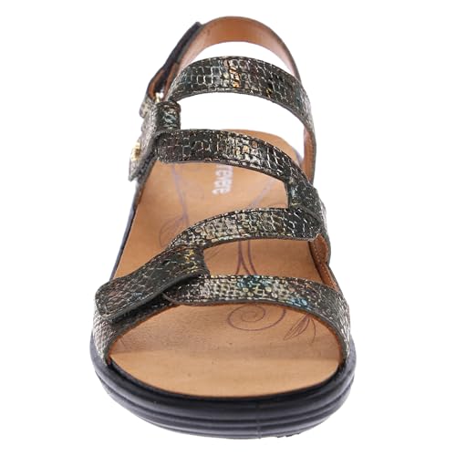 Image of Revere Emerald Adjustable Sandal for Women - Peacock Python Orthotic Dress Shoe with Arch Support, Comfortable Walking Shoe for Plantar Fasciitis & Bunions - US 12