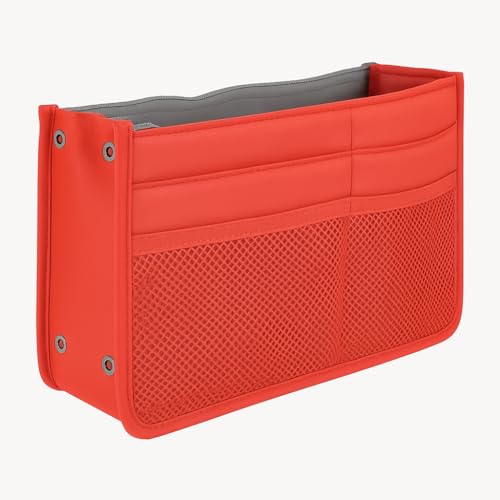 OUTLETISSIMO Czerwony organizer do torebki – torba z wieloma kieszeniami z nylonu z zamkiem błyskawicznym i siatką – torba do przechowywania rzeczy wewnątrz damska torebka kosmetyczna kosmetyczka