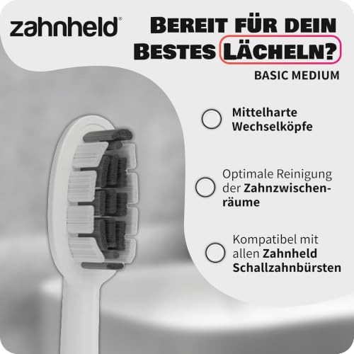 Zahnheld Bürstenkopf Basic Medium 3er-Set, Gero G2&G3, mittelhart, Weiß – Ansicht 2