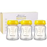 Max Strength Pro Breastmilk Bottles 3pc Set with Leak Proof Lids, 6.oz 180ml Reusable Wide Neck Bottles Best for Breast Milk Collection & Storage Solution, BPA Free, Fits Spectra & Avent Models