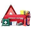 EVAQ8 Advanced Car Safety Kit with Extinguisher and Torch UK Standard Parts Includes warning triangle, first aid kit, emergency blanket, safety hammer, torch, high visibility vest, carry bag