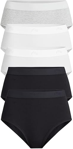 MeUndies Calzoncillos de algodón elástico de cintura alta para mujer, ropa interior suave para mujer, tela exclusiva de Tienda, paquete de 5