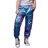 Perfashion Cargo Pants Women Blue Metallic Neon Parachute for Women 70S 80S Hip Hop Dance Steampunk Size M