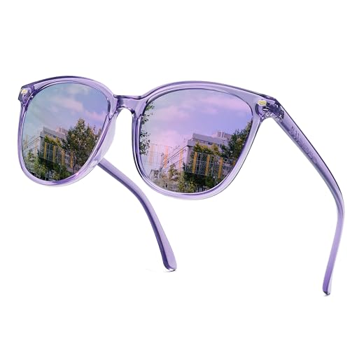 SIPHEW Mirrored Polarized Sunglasses for Women - Designer Oversized Square Beach Eyewear w UV400 Protection