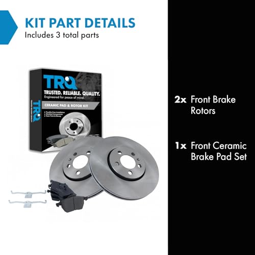 TRQ Front Brake Pad and Rotor Set Ceramic Vented Rotors Compatible with 1999-2010 Volkswagen Beetle 1999-2006 Golf 1999-2005 Jetta by TRQ - Image 2