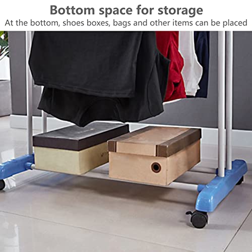 TOLUON Movable Clothes Drying Rack - 4 Castors, 3-Tier Clothes Horse Rack, Laundry Garment Dryer Stand with Two Side Wings for Home Use (Blue) - Image 5