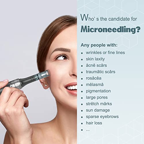 Microneedling Pen Electric Derma Roller - Tilmann Professional Wireless Adjustable Microneedle Wand Derma Pen Skin Care Tool For Face Body Home Use 16 36 Nano Cartridges #TOP7