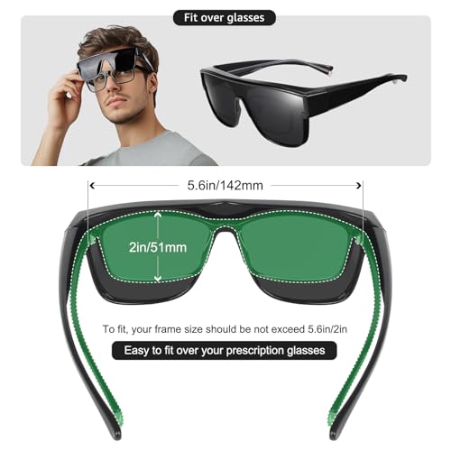 Polarized Fit Over Sunglasses Trendy Square Wrap Around Shades Glasses for Women Men UV Protection4