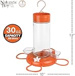 Nature's Way Suspension de verre Oriole Feeder pour Décor extérieur, 30 Capacité d'once Nourrisseur de nectar, Plats de gelée, Porte-fruits oranges, 4 Eash to Clean Ports Flexibles, Mouettes de Fourmis, Gardes d'abeilles, Orange
