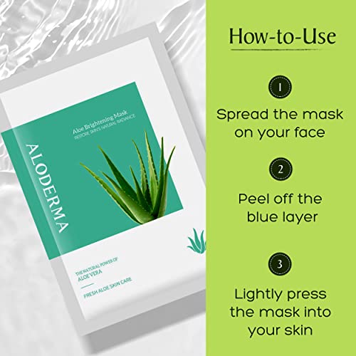 Aloderma Brightening Facial Sheet Mask Pack With 88% Organic Aloe Vera - 5 Sheet Masks For Face With Niacinamide And Licorice - Aloe Face Masks To Even Skin Tone, Home Spa Face Masks For Women And Men #TOP3
