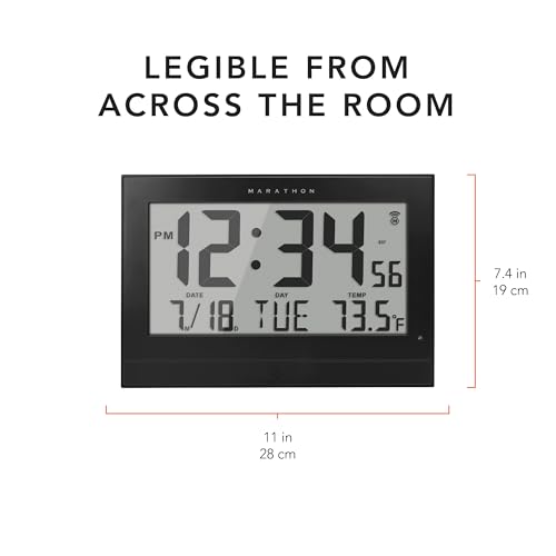 Reloj atómico MARATHON digital para salones amplios con indicador de temperatura interior 4