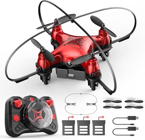 Holyton HT02 Mini Drone pour Enfants Débutants, Mini Quadcopter de Poche, Maintien d’Altitude, Flip 3D, 3 Vitesses, 3 Batteries, Mode Sans Tête, Protections, Arrêt d’Urgence, Cadeau Garçons Filles