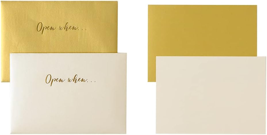 Clairefontaine Pollen Open Wen Letters, Pearl Gold Card/Envelope Set of 2 Each (2 Colors x 1 Each), Message Card, Open Letters When Cfowlsetgd