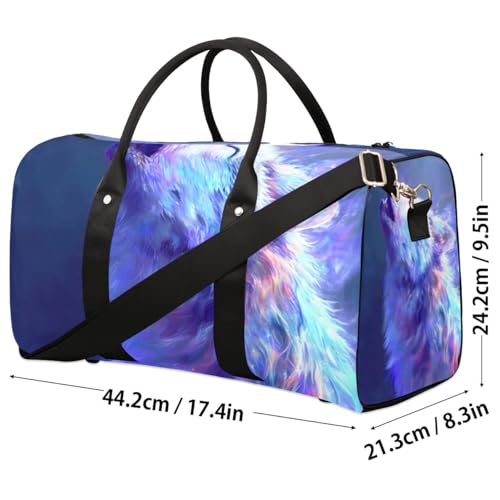 Travel Duffel Bag, Colorful Art Animal Wolf Sports Tote Gym Bag Foldable Western Aztec Weekender Bag Carry on Luggage Handle Bag Overnight Shoulder Bag for Women Men,A-14424
