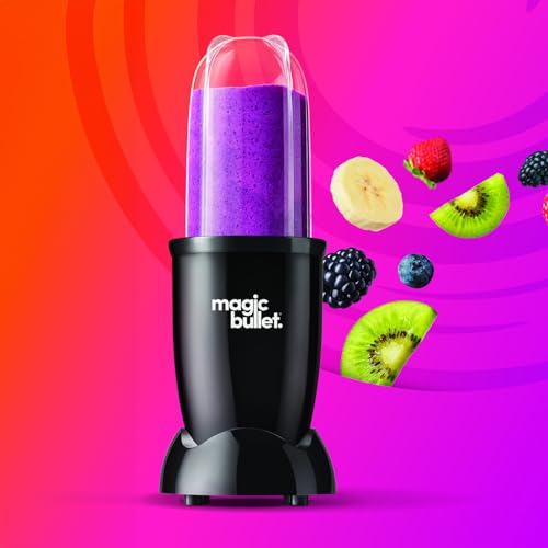 nutribullet magic bullet Starter Kit in Black - All-in-one Food Processor & Blender - 10,000 RPM Speed - with High Torque Power Base, Tall Cup & Flip Top Lid and Cross Blade - 7