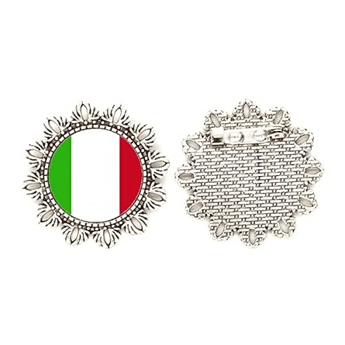 Broche de plata con bandera de Italia tamaño mediano para solapa