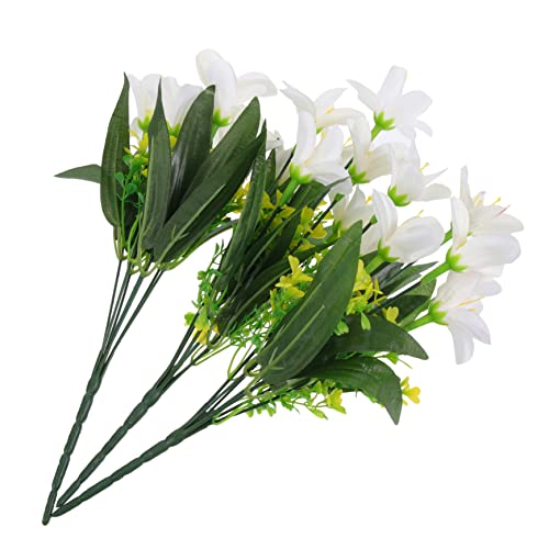 TOPBATHY 3 Ramos De Lirios Artificiales Flores Blancas Decoración Ramo Realista para Bodas